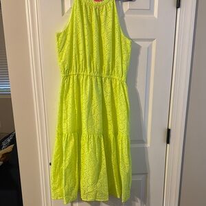 Lilly Pulitzer ALDA MIDI DRESS Prickly Pear Yellow Neon Eyelet